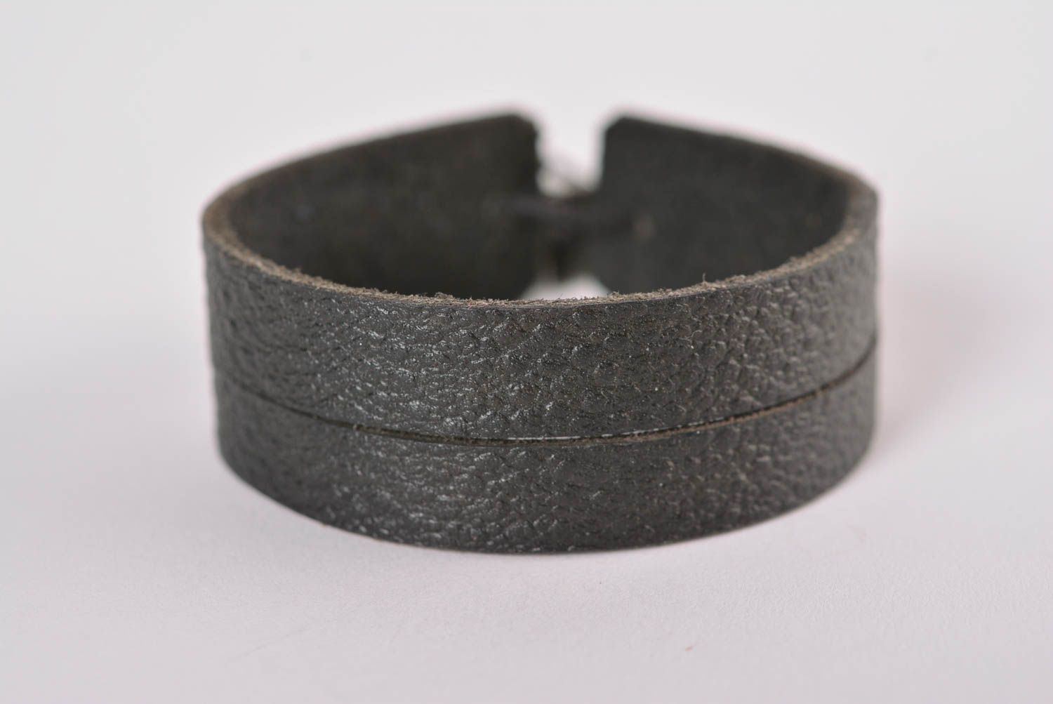 Handmade black cute bracelet leather wrist bracelet unisex designer jewelry photo 1