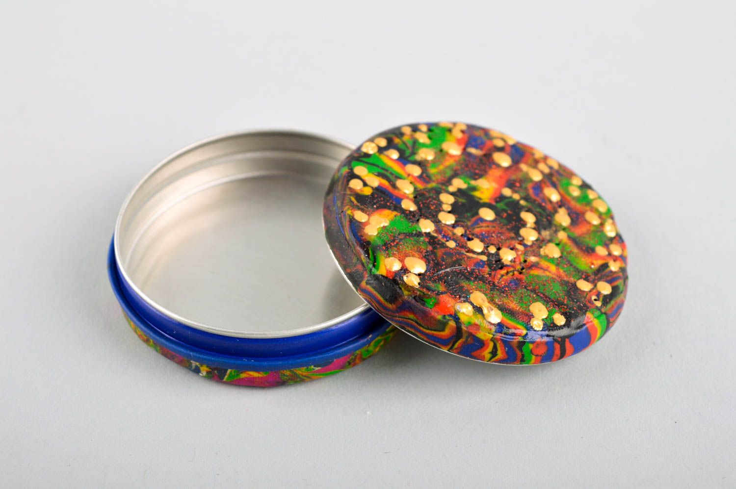 Boîte design fait main Coffret à bijoux rond petit multicolore Décoration maison photo 4