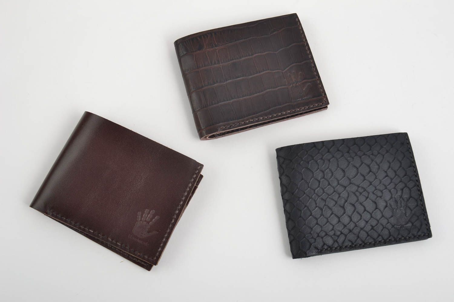 Set of 3 handmade leathwer wallets designer wallets for men best gifts for him photo 2