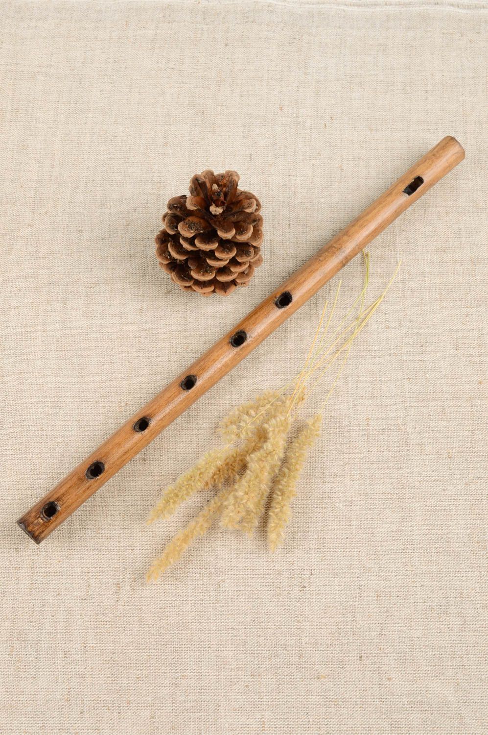 Flöte aus Holz handmade Blasinstrument aus Holz Wohn Accessoire Haus Deko foto 1