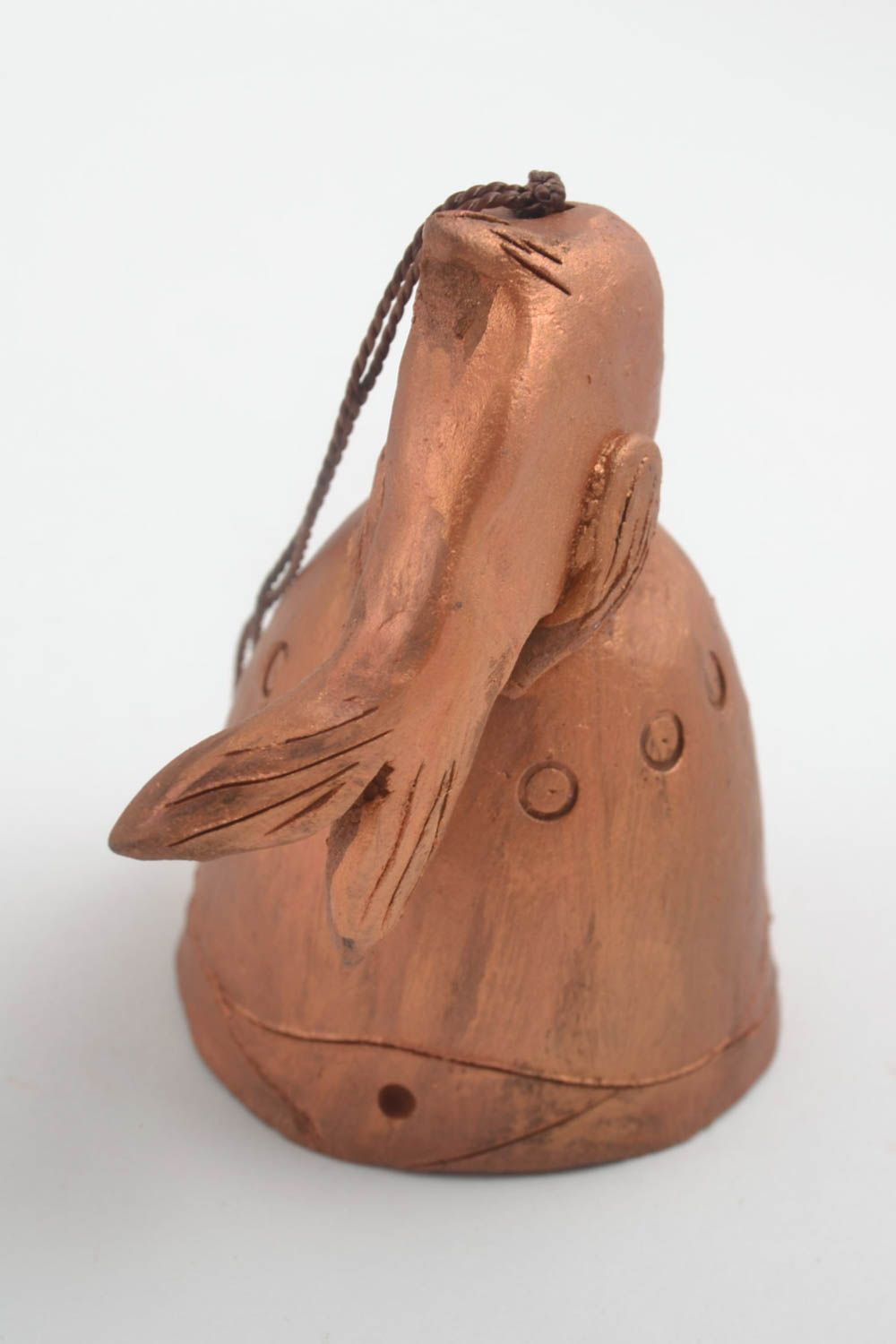Cloche sonnette Décoration maison fait main dauphin en argile Cadeau original photo 4