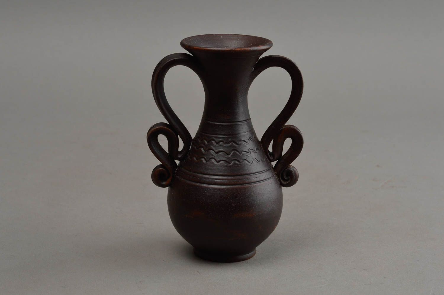 Brown ceramic 5 flower vase for table décor handmade centerpiece for home decor photo 7