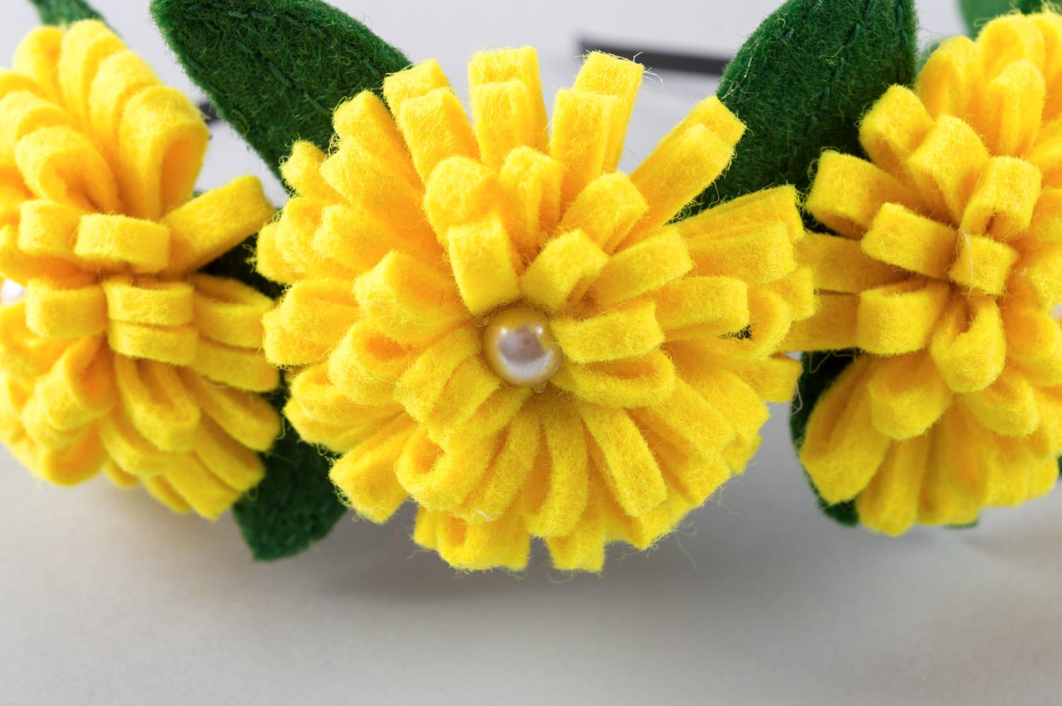 Serre tête fleur jaune fait main Bijoux de tete Accessoire cheveux fille photo 4