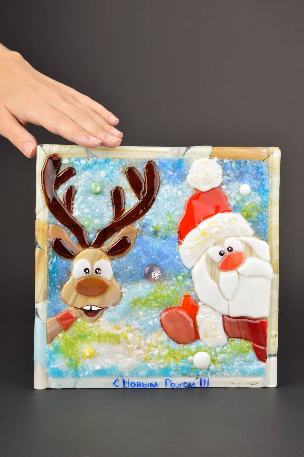 Stylish handmade wall panel glass art home goods gift ideas decorative use only photo 1