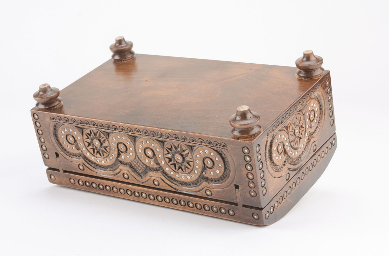 Wooden jewelry box with beads inlaid photo 3