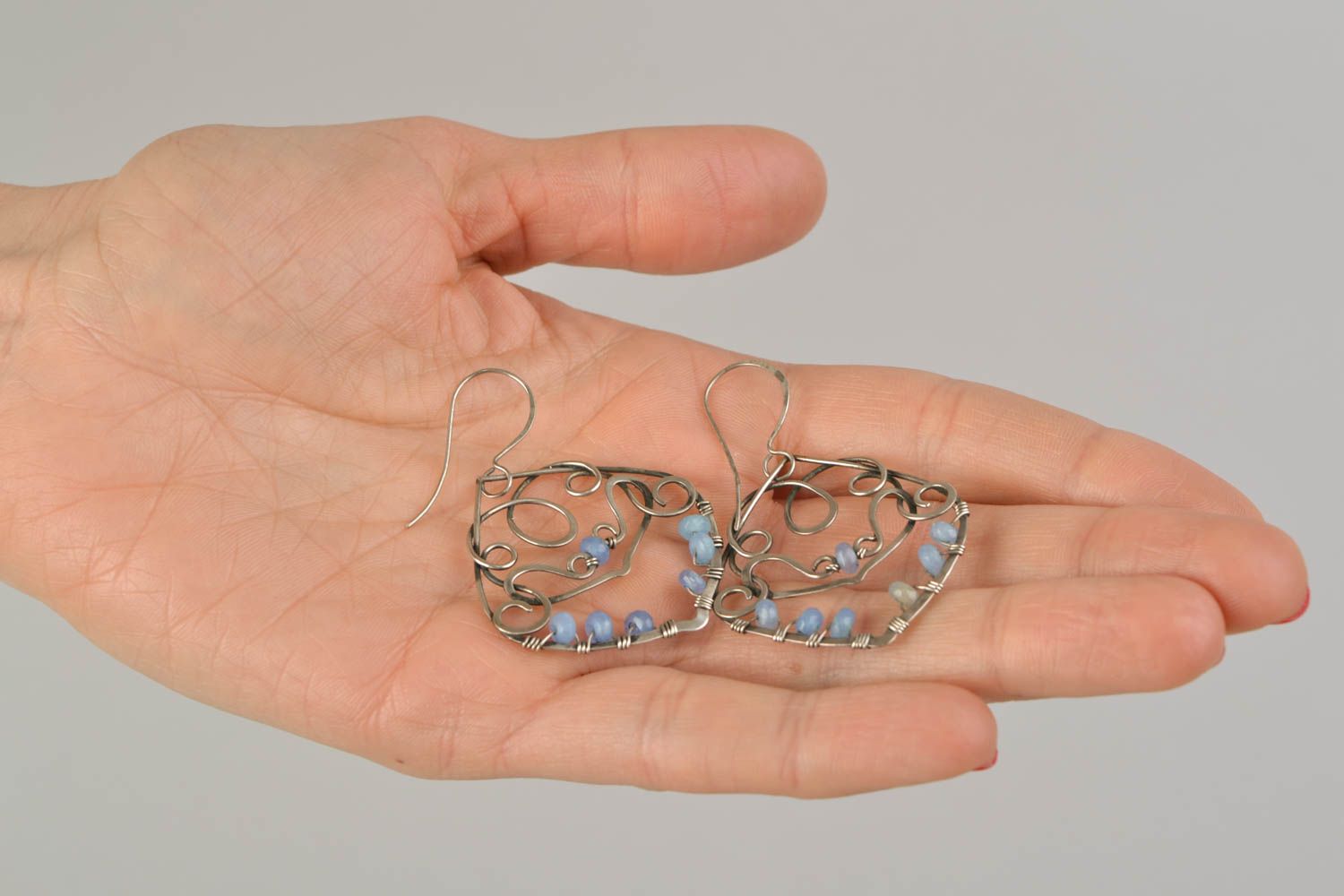 Beautiful lacy metal earrings photo 2