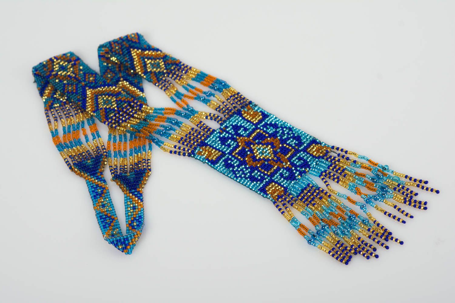 Collar hecho a mano de abalorios de estilo étnico artesanal largo multicolor foto 1