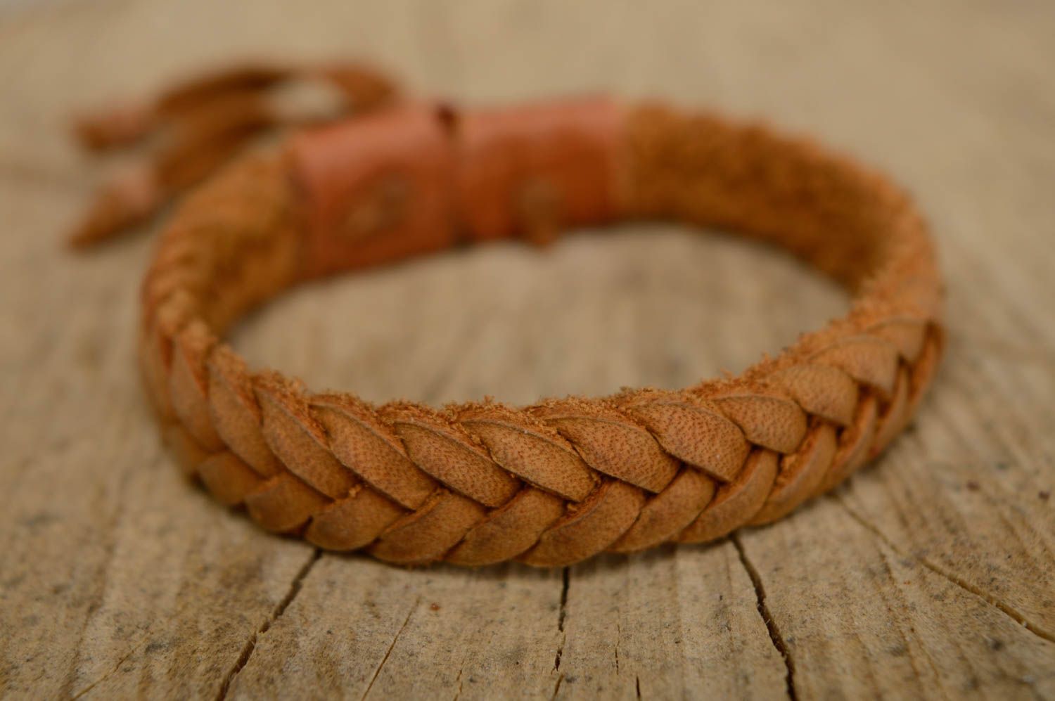 Bracelet en cuir naturel tressé marron fait main pour hommes et femmes photo 1