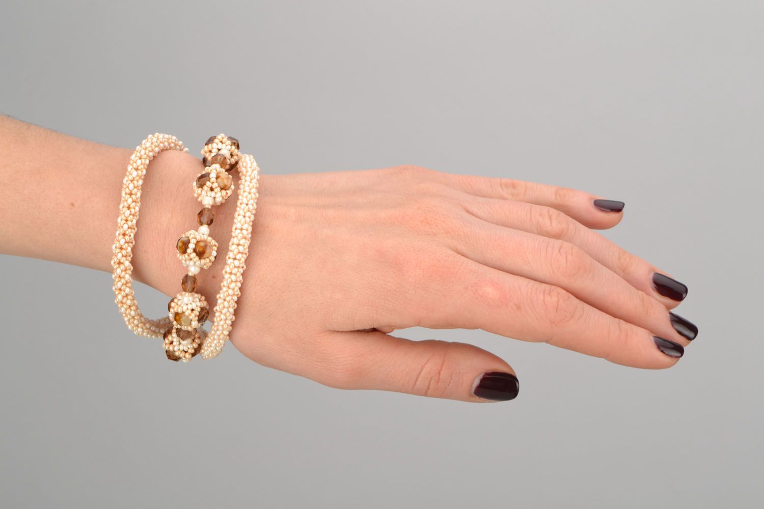 Caramel beads chain charm bracelet for girl photo 2