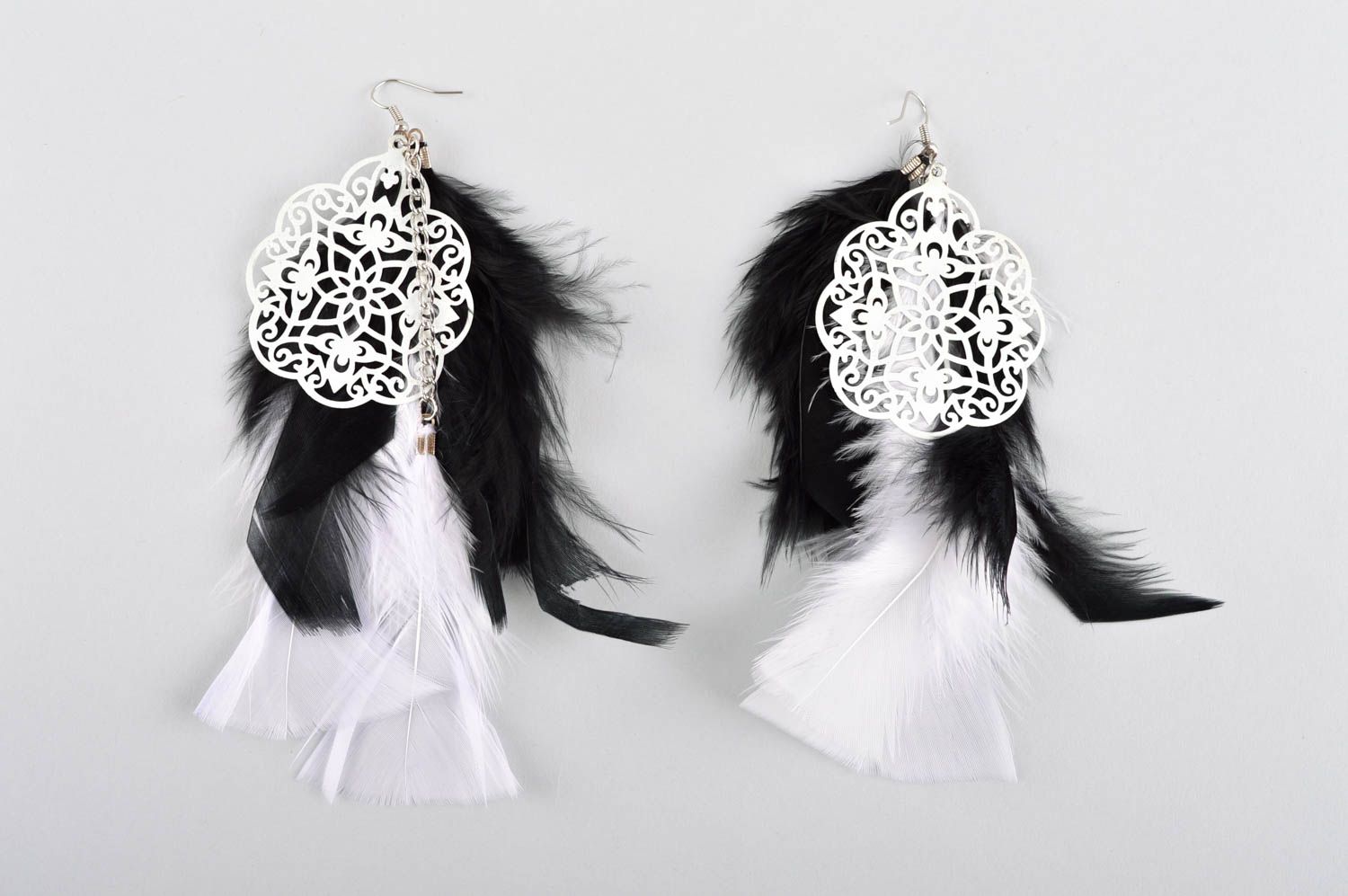 Pendientes de moda bisutería artesanal accesorios para mujeres con plumas foto 3