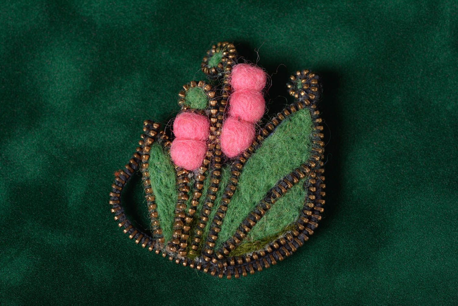 Handmade woolen brooch stylish unusual brooch elegant accessory present photo 1