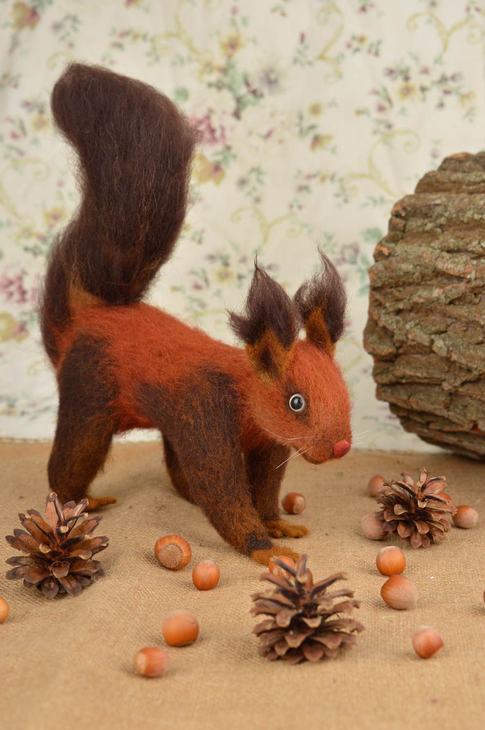 Eichhörnchen Stofftier handgefertigt gefilzte Figur originelles Geschenk foto 1