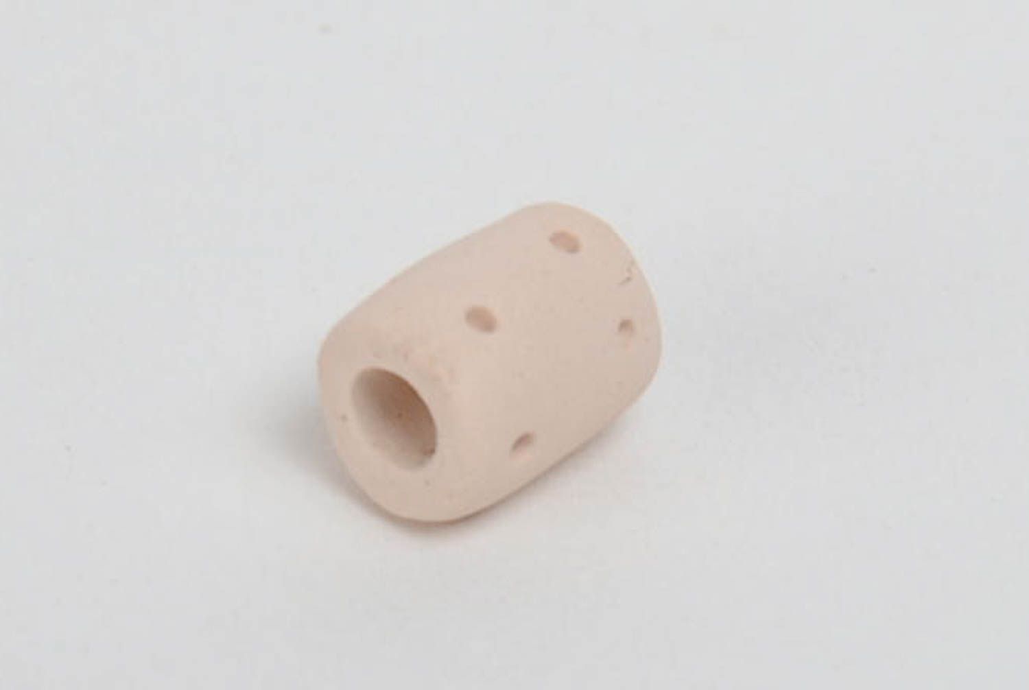 Small cylindric white molded ceramic blank bead for jewelry making photo 3