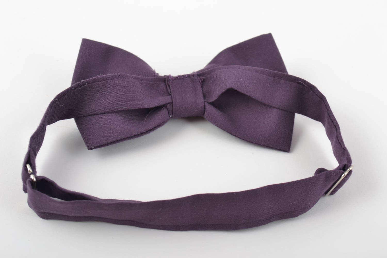 Beautiful handmade designer fabric bow tie of dark violet color photo 3