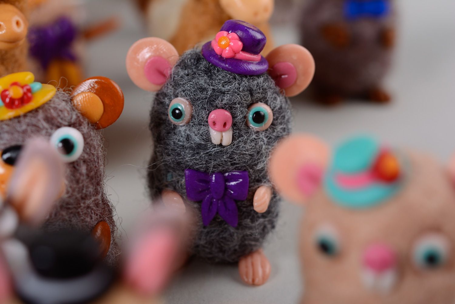 Miniatur Kuscheltier Maus in Trockenfilzen Technik foto 4