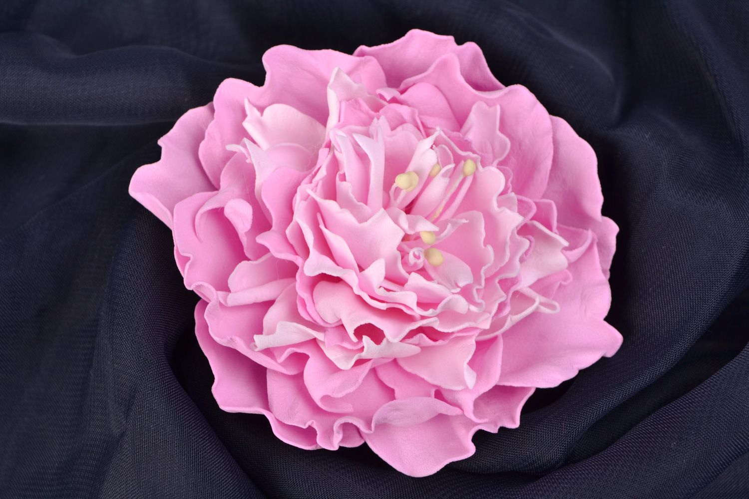 Barrette à cheveux et broche fleur rose faite main accessoire original Pivoine photo 1