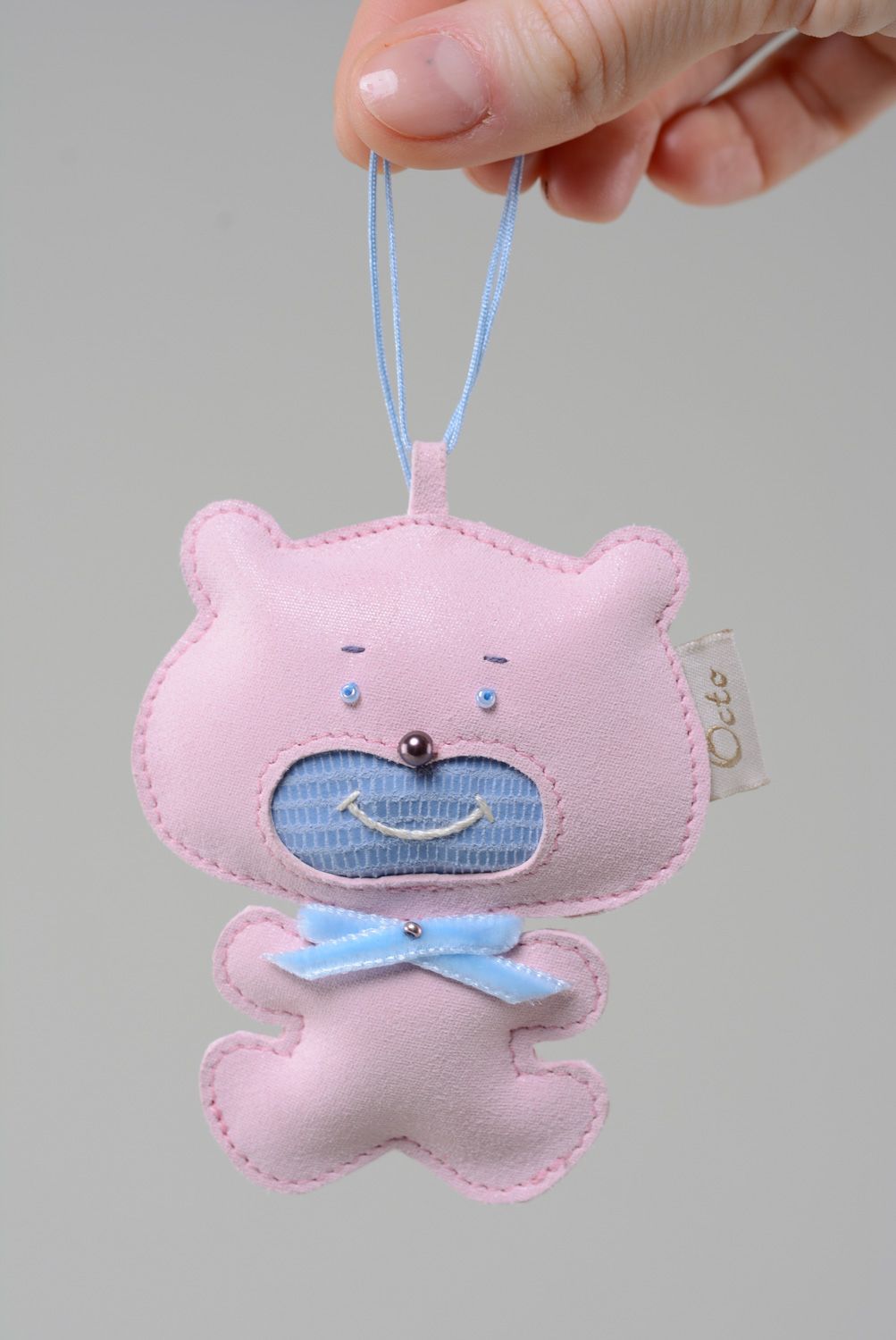 Soft leather keychain in the shape of bear photo 3