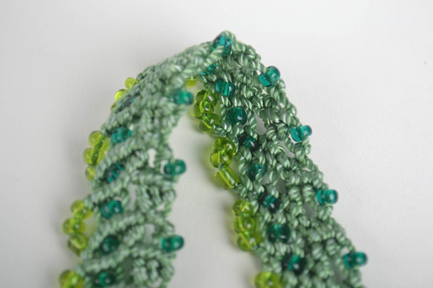 Beautiful green necklace textile unusual jewelry designer necklace gift photo 3