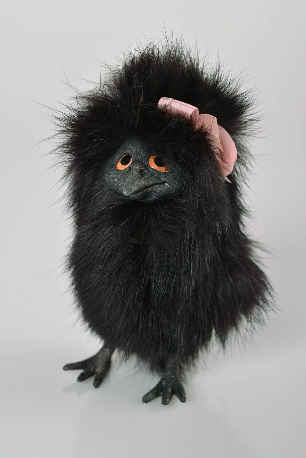 Игрушка ручной работы мягкая игрушка в виде ворона интерьерная игрушка черная фото 1