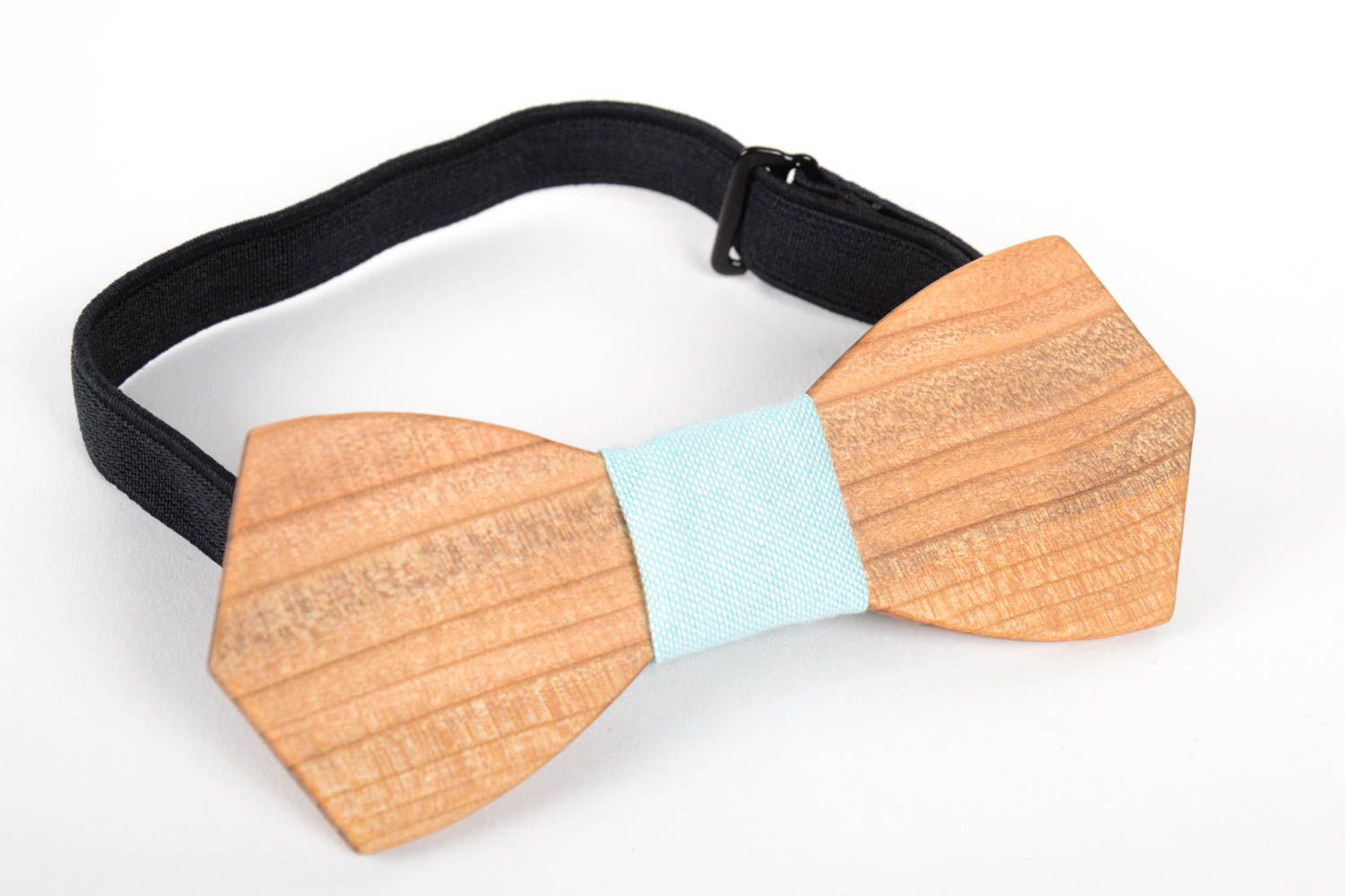 Handmade Accessoire für Männer originelle Fliege Krawatte blau Fliege aus Holz  foto 2