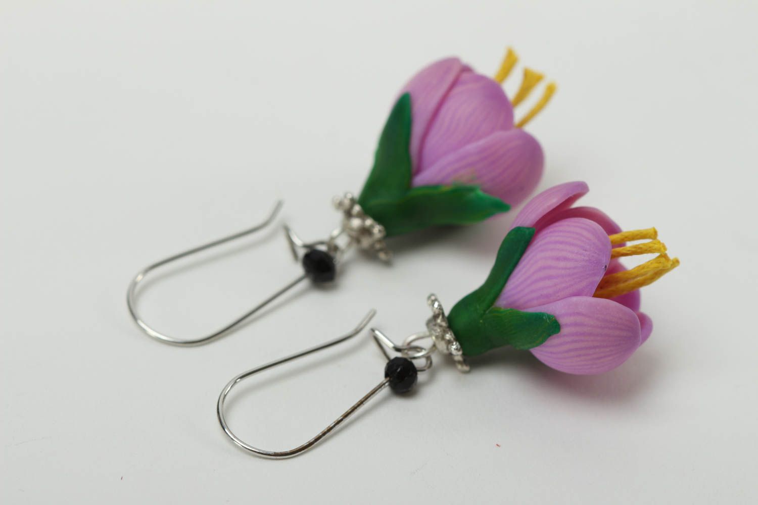 Handmade plastic earrings cute earrings with charms tender flower accessory photo 3