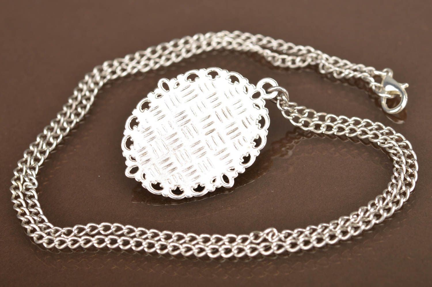 Handmade stylish pendant made of polymer clay on long chain Wild flowers photo 4