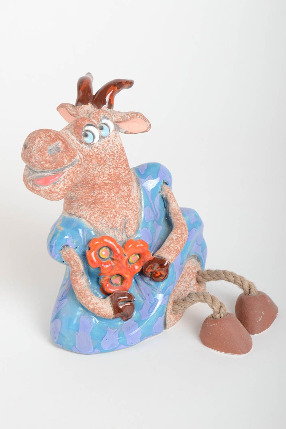 Tirelire céramique chèvre Tirelire fait main peinte originale Cadeau pour enfant photo 2