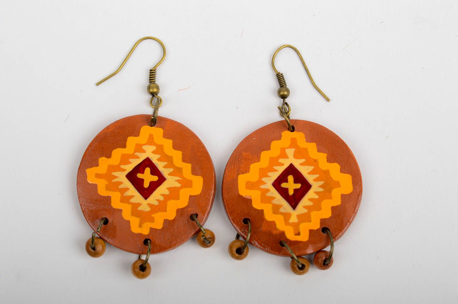 Handmade accessories unusual earrings ceramic round-shaped earrings women gift photo 5