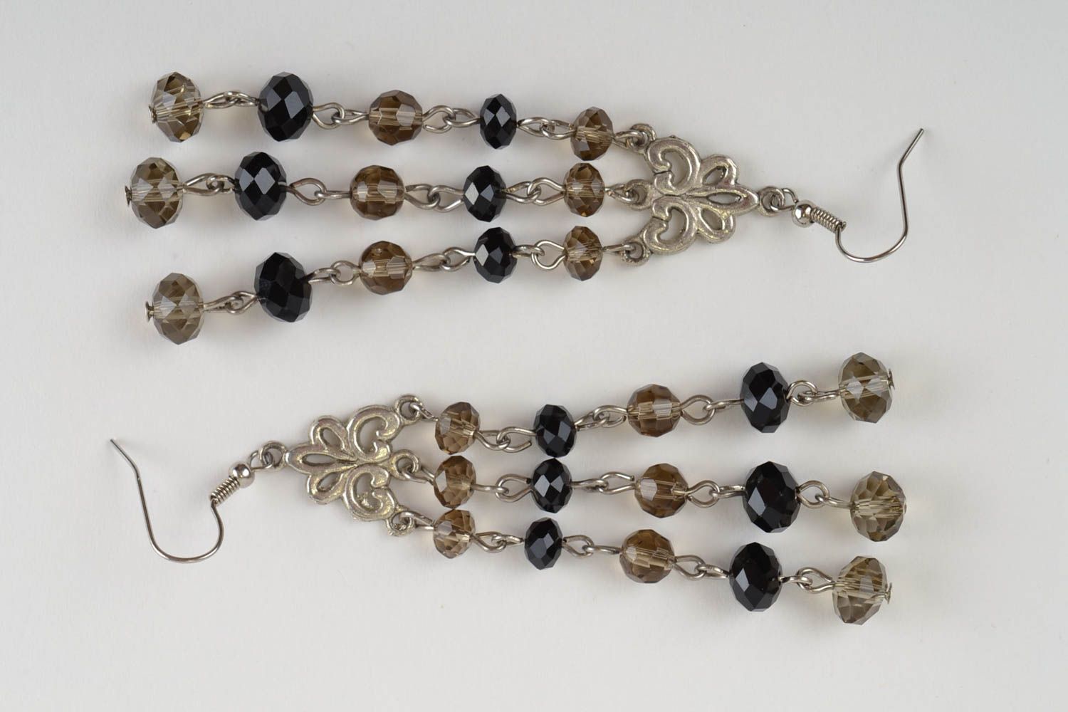 Handmade Glas Ohrringe mit Perlen lang künstlerisch im orientalischen Stil schön foto 3