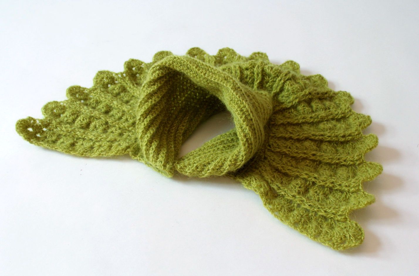 Col tricoté en mohair chaud vert photo 1