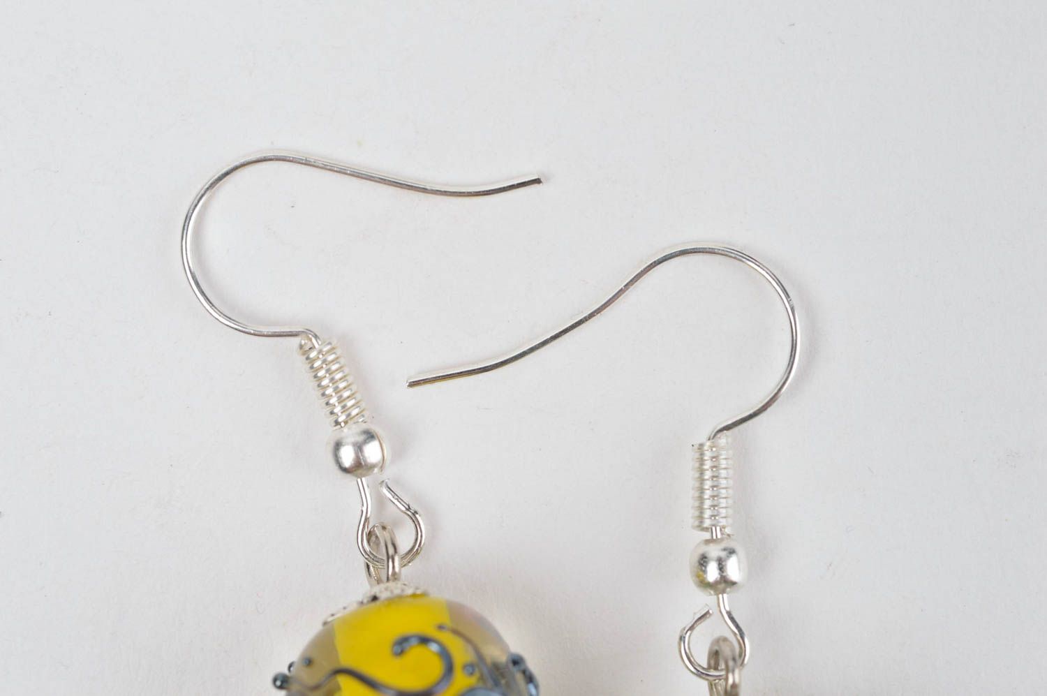 Handmade gelbe Kugeln schöne Glas Ohrringe Accessoire für Frauen Damen Schmuck foto 4