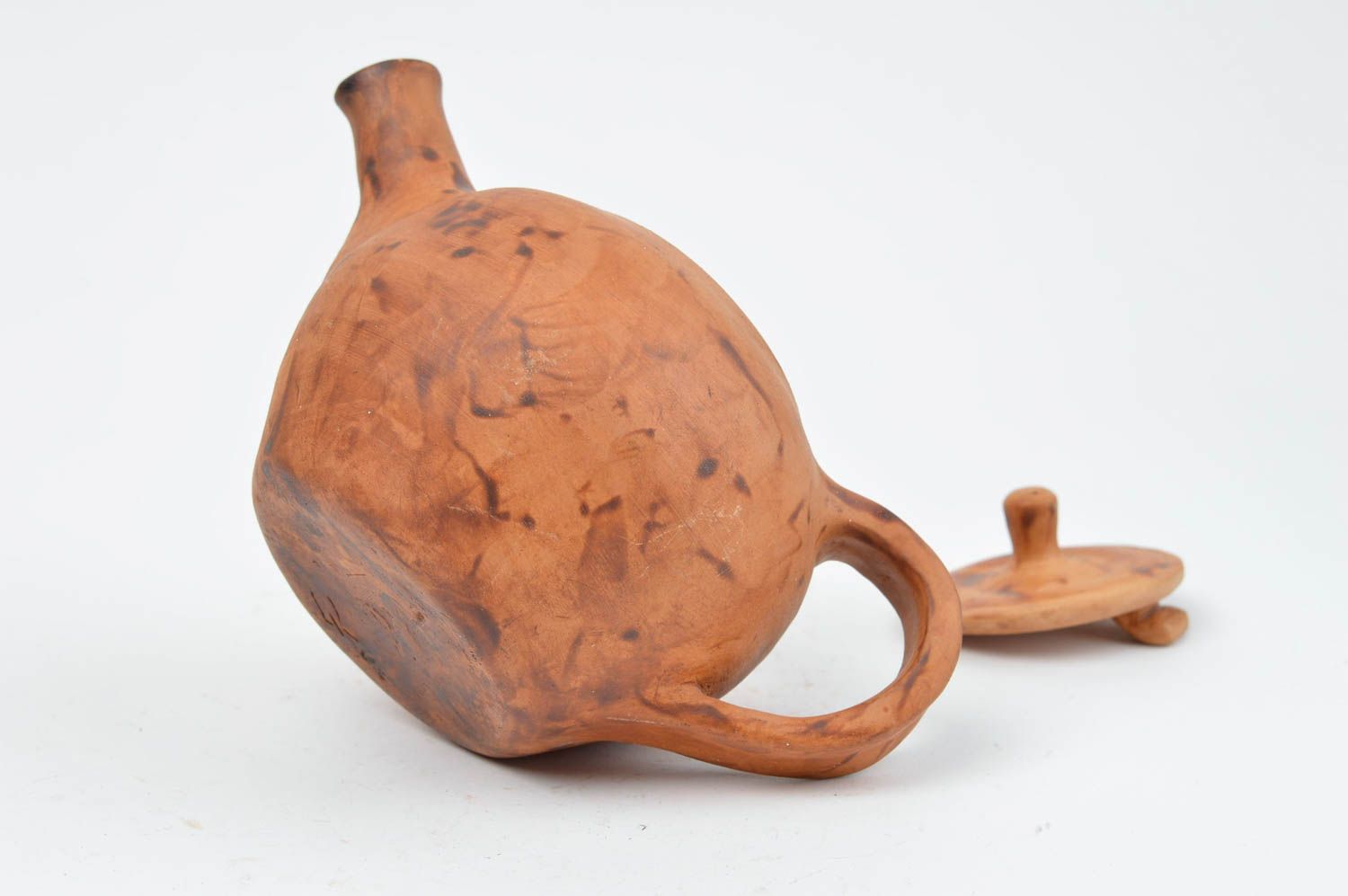 Théière en céramique ronde faite main vaisselle originale ethnique de créateur photo 4