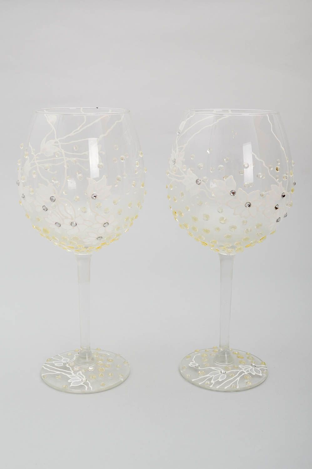 Handmade wedding glasses elegant glasses for wine 2 cute glasses 350 ml photo 2