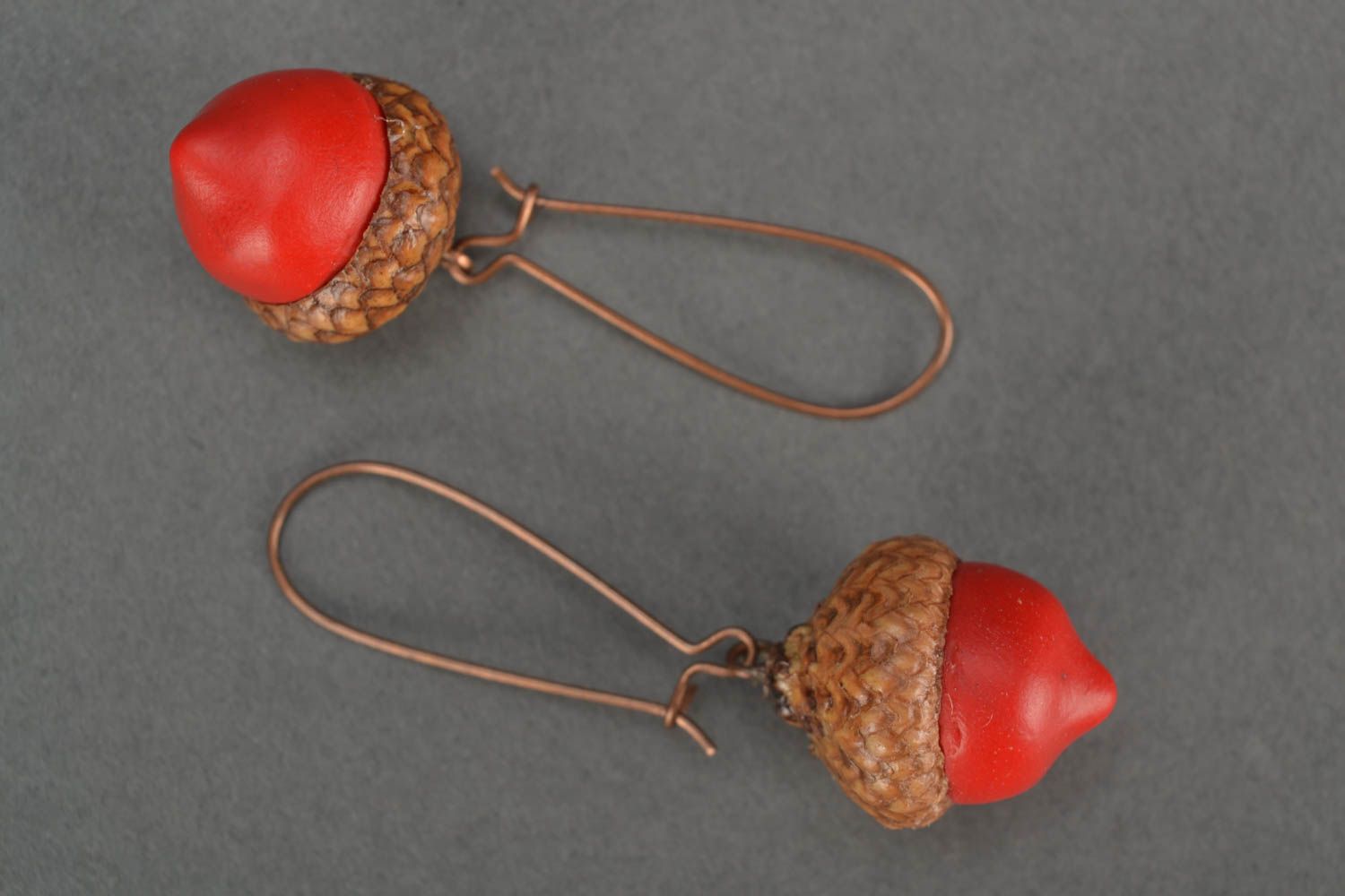 Handmade designer polymer clay dangle earrings of unusual shape  photo 2