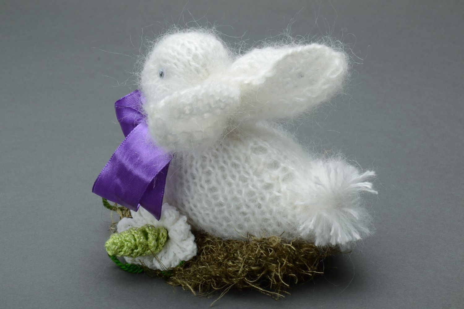 Jouet mou tricoté au crochet fait main blanc décoratif de Pâques Lièvre photo 3