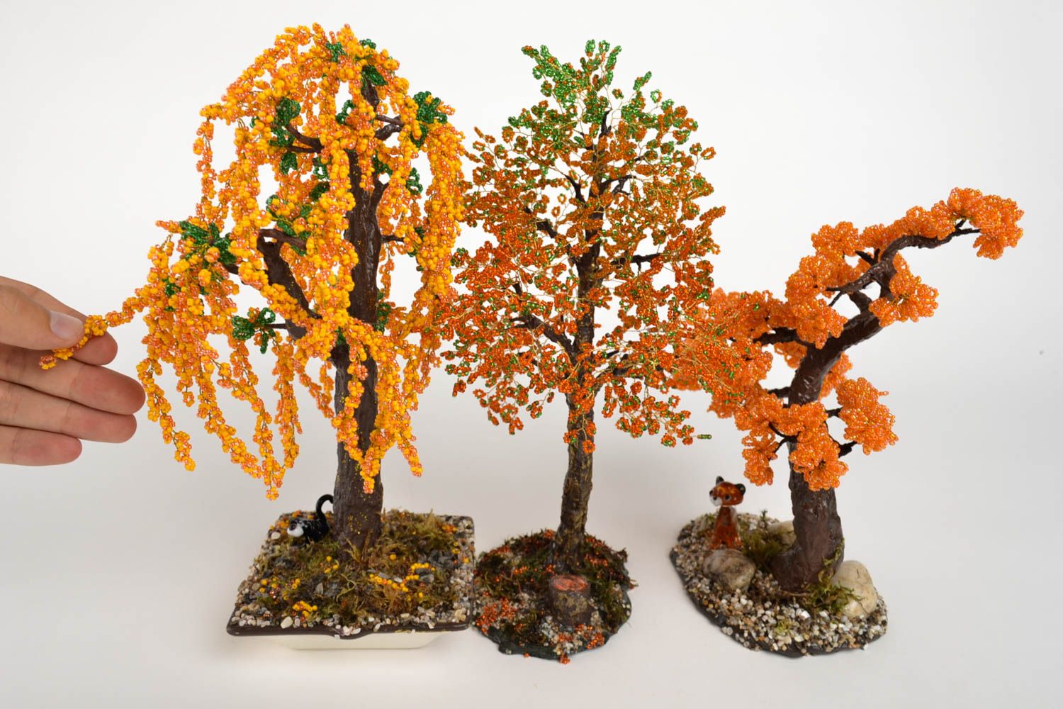 Деревья из бисера ручной работы искусственные деревья предметы интерьера 3 шт фото 4