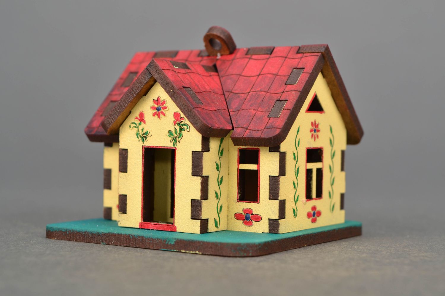 Figurine de maison en bois brut faite main serviettage photo 1