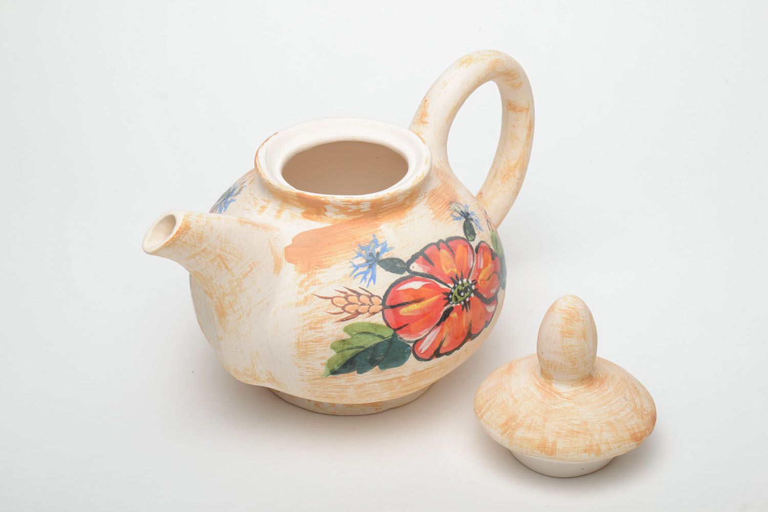 Handmade ceramic teapot with painting photo 4