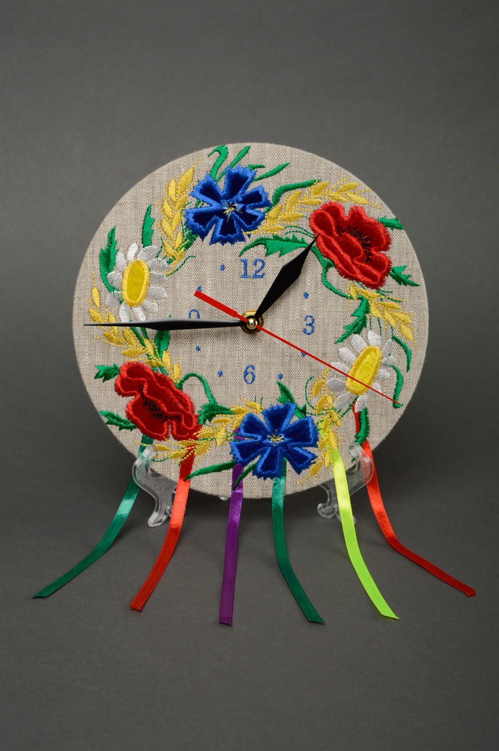 Unusual wall clock with embroidery photo 1