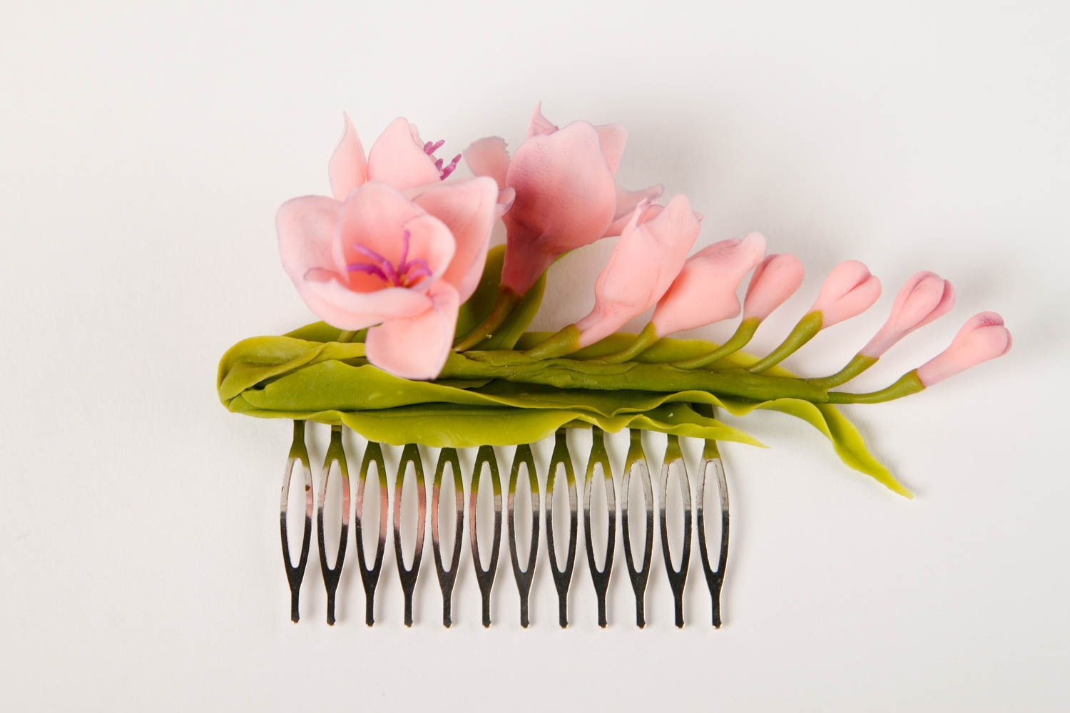 Haar Kamm handmade Haarschmuck Blumen Haar Accessoire originelles Geschenk rosa foto 1