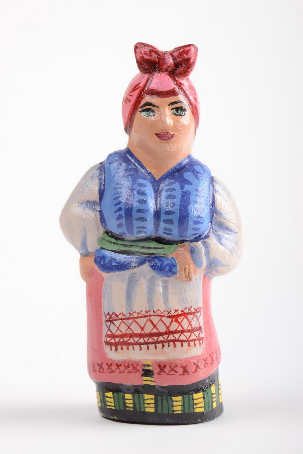 Figurine de femme paysanne en argile faite main décorative peinte originale photo 4