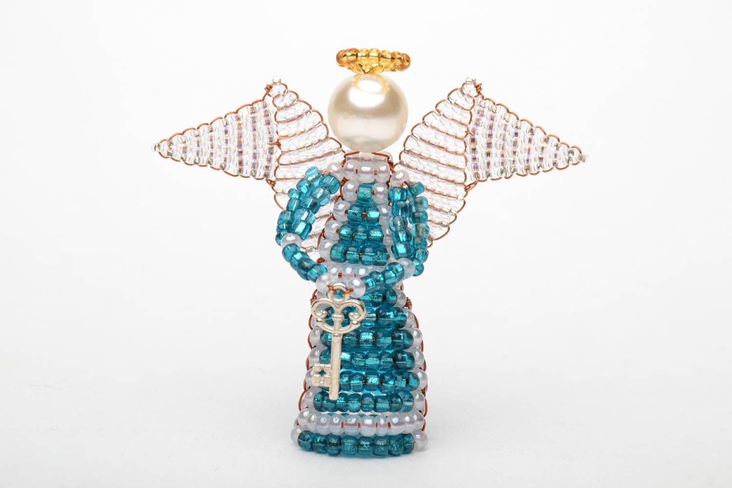 Angel figurine made of Czech beads photo 3