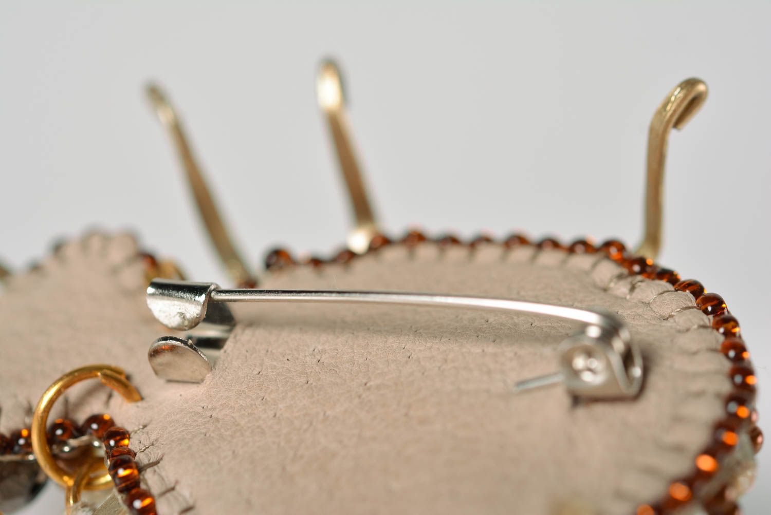 Handmade brooch designer accessory unusual jewelry beaded brooch gift for girls photo 5