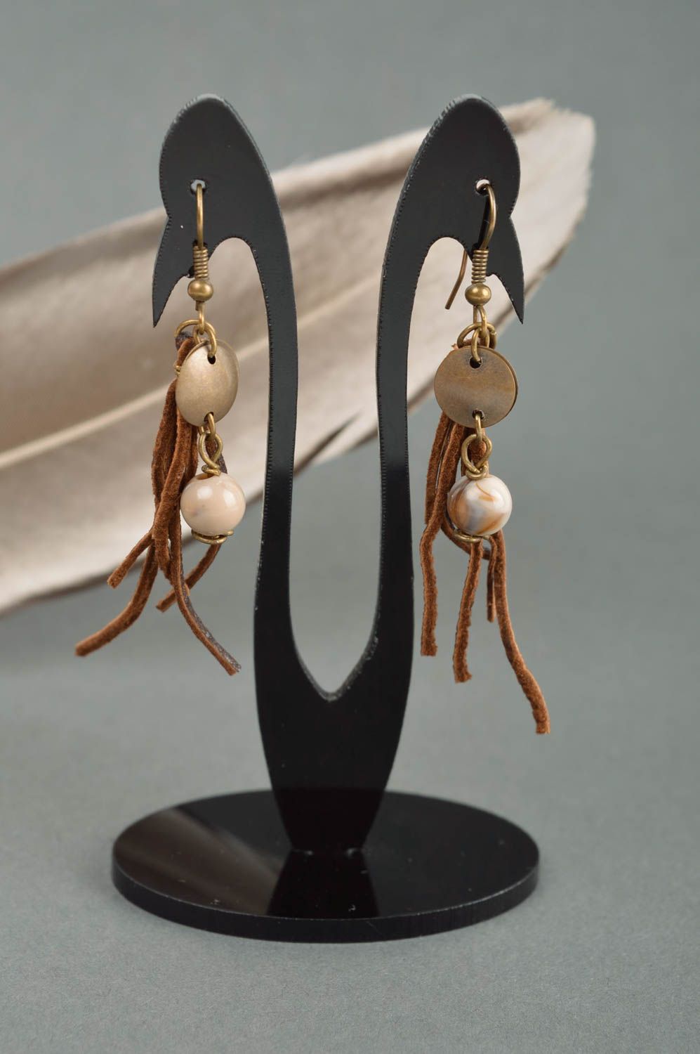 Handmade designer earrings unusual dangling earrings stylish accessory photo 1