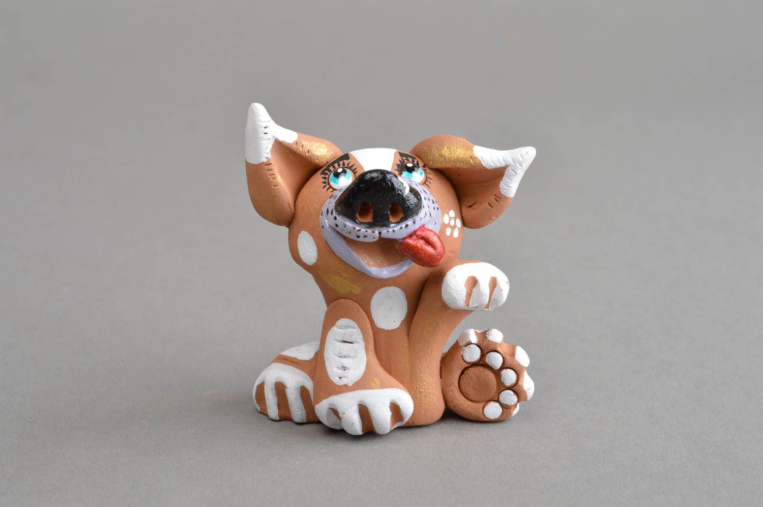Детская керамический сувенир ручной работы собака лучший друг коричневая фото 2