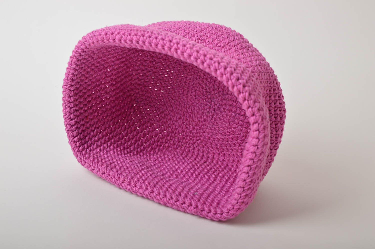 Вязаное изделие ручной работы розовая емкость для конфет вязаный декор для дома фото 4