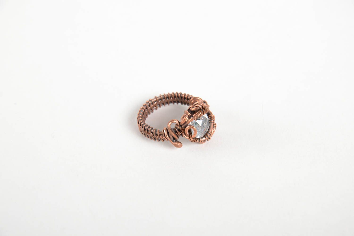 Handmade Kupfer Ring Damen Modeschmuck Accessoire für Frauen künstlerisch foto 4