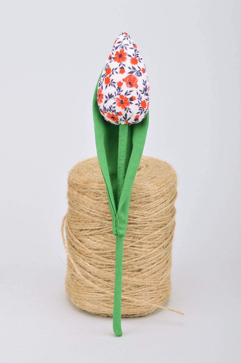 Weiche Deco Tulpe aus Stoff aus Leinen handmade für Interieur foto 5
