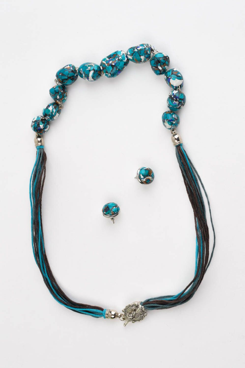 Collana e orecchini fatti a mano parure di gioielli accessori da donna foto 3