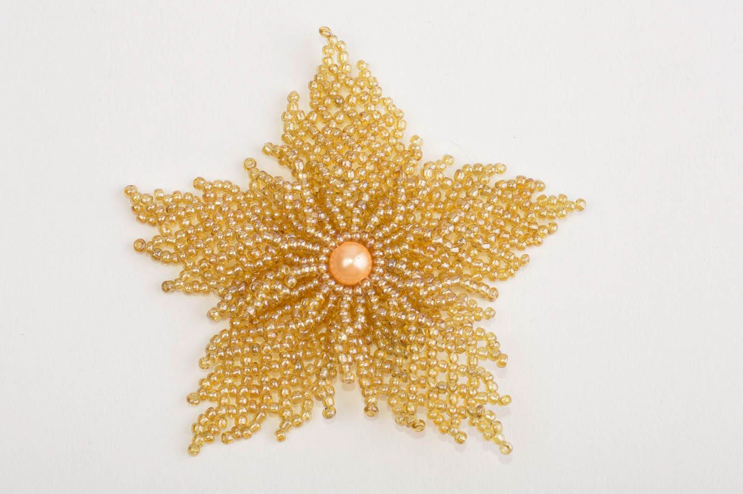 Handmade Brosche für Kleid Accessoire für Frauen Mode Schmuck Blume goldfarbig foto 2